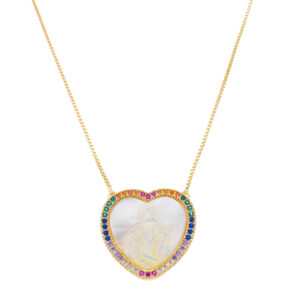 Colar Madre Pérola Colorida ao Banho de Ouro 18k