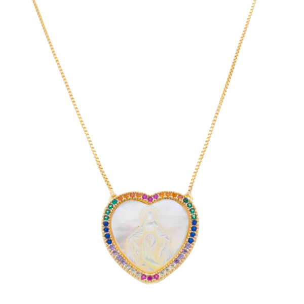 Colar Madre Pérola Colorida ao Banho de Ouro 18k