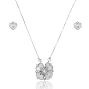 Conjunto Colar e Brincos Trevo Prata