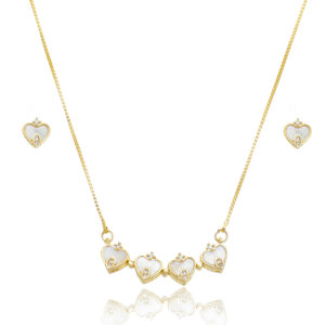 Conjunto Colar e Brincos dia dos Namorados Banhado a ouro 18k